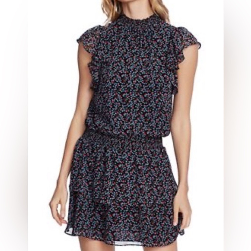 1. State Black Floral Mini Dress